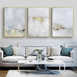 NNEDSZ Wall Art 50cmx70cm Abstract golden white 3 Sets Gold Frame Canvas