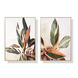 NNEDSZ Wall Art 50cmx70cm Botanical Leaves 2 Sets Gold Frame Canvas
