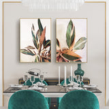 NNEDSZ Wall Art 50cmx70cm Botanical Leaves 2 Sets Gold Frame Canvas