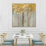 NNEDSZ Wall Art 50cmx50cm Golden Leaves 2 Sets Gold Frame Canvas