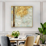 NNEDSZ Wall Art 60cmx60cm Golden Leaves 2 Sets Gold Frame Canvas