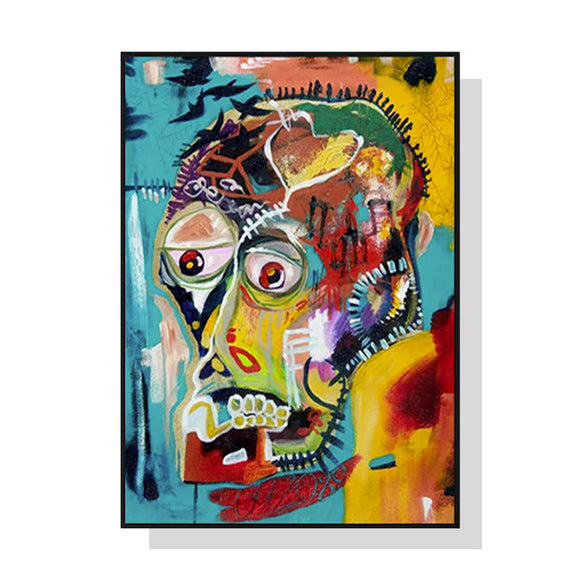 NNEDSZ Wall Art 60cmx90cm Pop Art Head Black Frame Canvas