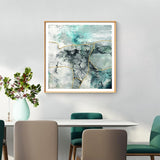 NNEDSZ Wall Art 50cmx50cm Marbled Green 2 Sets Gold Frame Canvas