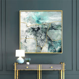 NNEDSZ Wall Art 60cmx60cm Marbled Green 2 Sets Gold Frame Canvas