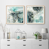 NNEDSZ Wall Art 70cmx70cm Marbled Green 2 Sets Gold Frame Canvas