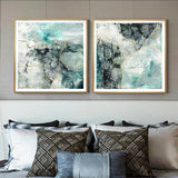 NNEDSZ Wall Art 70cmx70cm Marbled Green 2 Sets Gold Frame Canvas