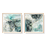 NNEDSZ Wall Art 70cmx70cm Marbled Green 2 Sets Gold Frame Canvas