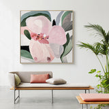 NNEDSZ Wall Art 70cmx70cm Floral Hand Painting Style Wood Frame Canvas
