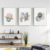 NNEDSZ Wall Art 50cmx70cm Blush Pink Watercolor 3 Sets Gold Frame Canvas