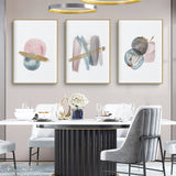 NNEDSZ Wall Art 60cmx90cm Blush Pink Watercolor 3 Sets Gold Frame Canvas