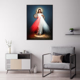 NNEDSZ Wall Art 50cmx70cm Jesus Divine Mercy I Trust In You Black Frame Canvas