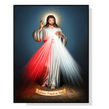 NNEDSZ Wall Art 50cmx70cm Jesus Divine Mercy I Trust In You Black Frame Canvas