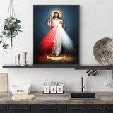 NNEDSZ Wall Art 70cmx100cm Jesus Divine Mercy I Trust In You Black Frame Canvas