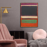 NNEDSZ Wall Art 60cmx90cm Black Orange Green By Mark Rothko Black Frame Canvas