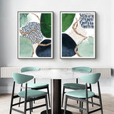 NNEDSZ Wall Art 40cmx60cm Abstract Green and Navy 2 Sets Black Frame Canvas