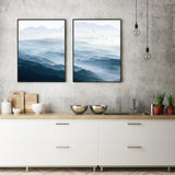 NNEDSZ Wall Art 80cmx120cm Blue mountains 2 Sets Black Frame Canvas