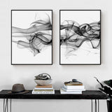 NNEDSZ Wall Art 70cmx100cm Stylish Abstract Black 2 Sets Black Frame Canvas