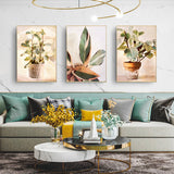 NNEDSZ Wall Art 70cmx100cm Botanical Leaves Watercolor Style 3 Sets Gold Frame Canvas