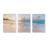 NNEDSZ Wall Art 70cmx100cm Ocean and beach 3 Sets White Frame Canvas