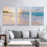 NNEDSZ Wall Art 70cmx100cm Ocean and beach 3 Sets White Frame Canvas