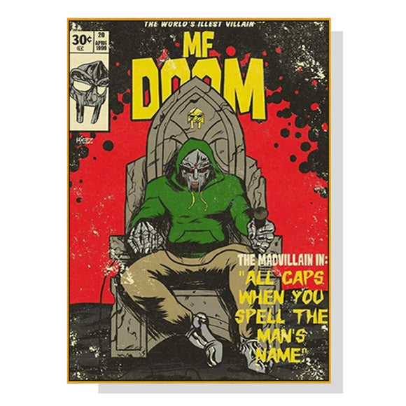NNEDSZ Wall Art 40cmx60cm MF DOOM Music Gold Frame Canvas