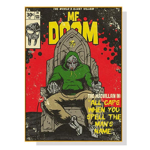NNEDSZ Wall Art 90cmx135cm MF DOOM Music Gold Frame Canvas
