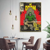 NNEDSZ Wall Art 90cmx135cm MF DOOM Music Gold Frame Canvas