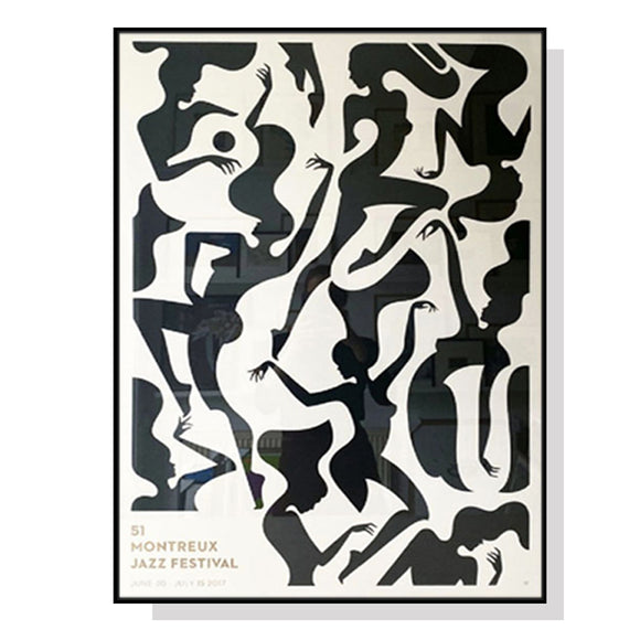 NNEDSZ Wall Art 80cmx120cm Jazz Festival Black Frame Canvas