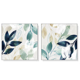 NNEDSZ Wall Art 50cmx50cm Watercolour style leaves 2 Sets White Frame Canvas
