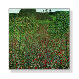 NNEDSZ Wall Art 80cmx80cm Field of Poppies by Gustav Klimt White Frame Canvas