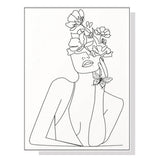 NNEDSZ Wall Art 70cmx100cm Line Art Girl White Frame Canvas