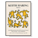 NNEDSZ Wall Art 50cmx70cm Keith Haring Dancer Yellow Black Frame Canvas