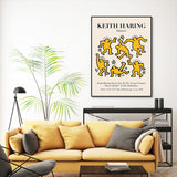 NNEDSZ Wall Art 70cmx100cm Keith Haring Dancer Yellow Black Frame Canvas