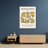 NNEDSZ Wall Art 70cmx100cm Keith Haring Dancer Yellow Black Frame Canvas
