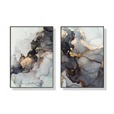 NNEDSZ Wall Art 80cmx120cm Black Splash 2 Sets Black Frame Canvas
