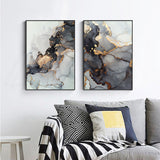NNEDSZ Wall Art 80cmx120cm Black Splash 2 Sets Black Frame Canvas