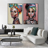 NNEDSZ Wall Art 90cmx135cm African women 2 Sets Black Frame Canvas