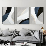 NNEDSZ Wall Art 90cmx135cm Abstract Navy Blue 3 Sets Black Frame Canvas