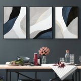 NNEDSZ Wall Art 100cmx150cm Abstract Navy Blue 3 Sets Black Frame Canvas