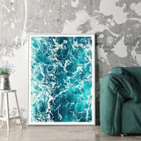 NNEDSZ Wall Art 90cmx135cm Blue Ocean White Frame Canvas