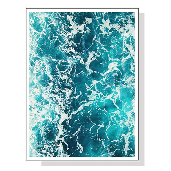NNEDSZ Wall Art 100cmx150cm Blue Ocean White Frame Canvas