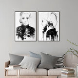 NNEDSZ Wall Art 60cmx90cm Watercolor Sketch 2 Sets Black Frame Canvas