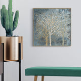 NNEDSZ Wall Art 40cmx40cm Forest In The Twilight Trees Gold Frame Canvas