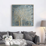 NNEDSZ Wall Art 100cmx100cm Forest In The Twilight Trees Gold Frame Canvas