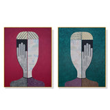 NNEDSZ Wall Art 80cmx120cm Abstract Man And Woman 2 Sets Gold Frame Canvas