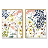 NNEDSZ Wall Art 80cmx120cm Flower Composition 2 Sets Gold Frame Canvas
