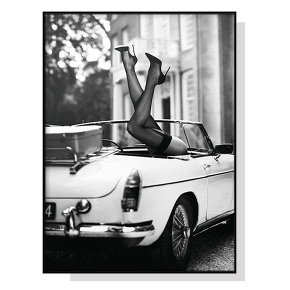 NNEDSZ Wall Art 60cmx90cm High Heels in Classic Car Black Frame Canvas