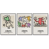 NNEDSZ Wall Art 60cmx90cm Keith Haring Pop Art 3 Sets Black Frame Canvas