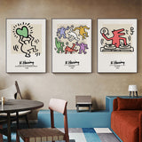 NNEDSZ Wall Art 60cmx90cm Keith Haring Pop Art 3 Sets Black Frame Canvas