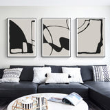 NNEDSZ Wall Art 80cmx120cm Black Beige 3 Sets Black Frame Canvas